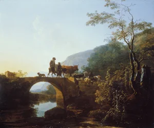 イタリアの風景の中の橋